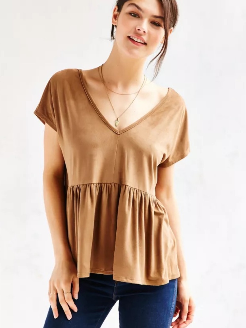 Kimchi Blue Layla Faux Suede Peplum Top size medium